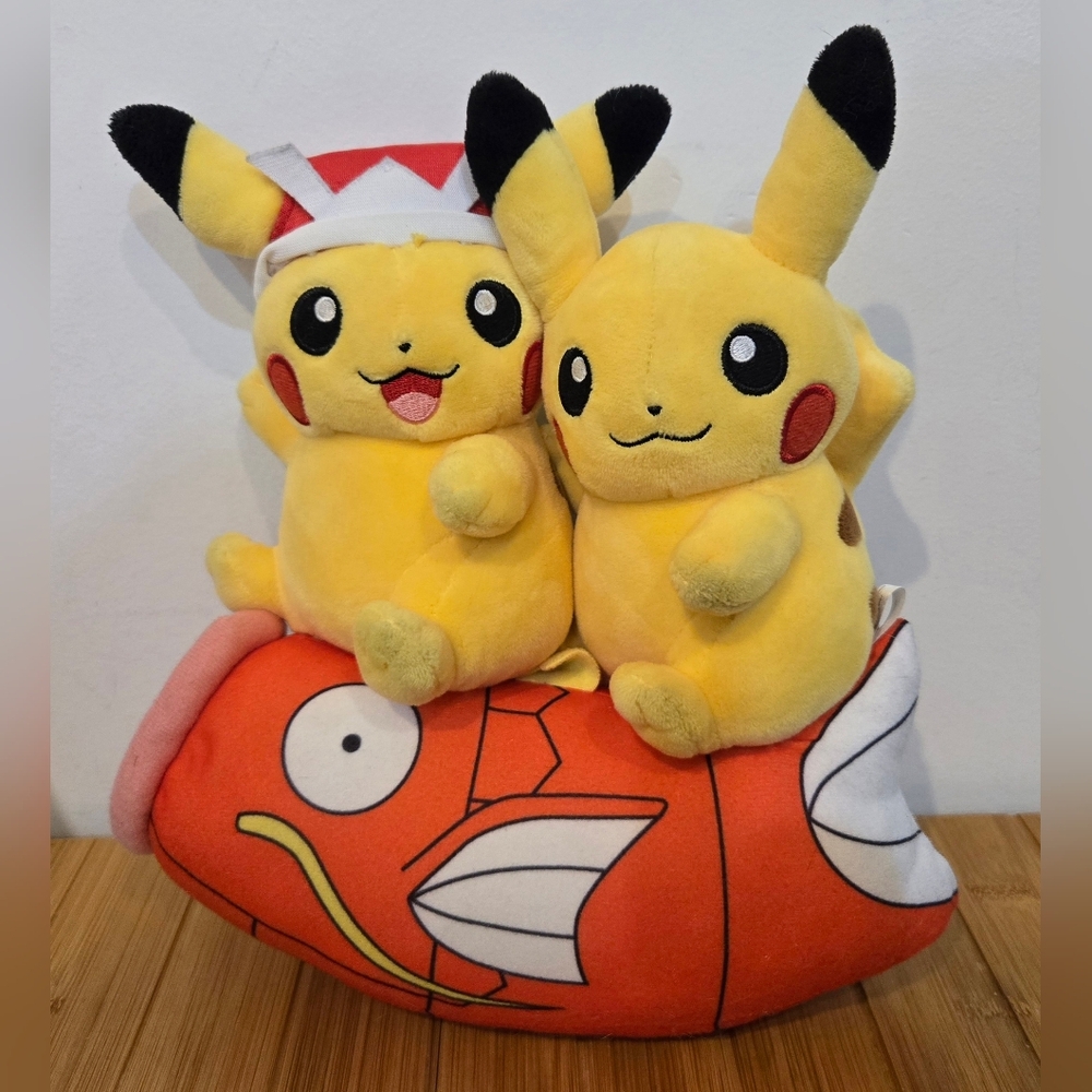 Pokemon Center Original May 2016 Monthly Pair Pikachu Magikarp Plush Toy RARE